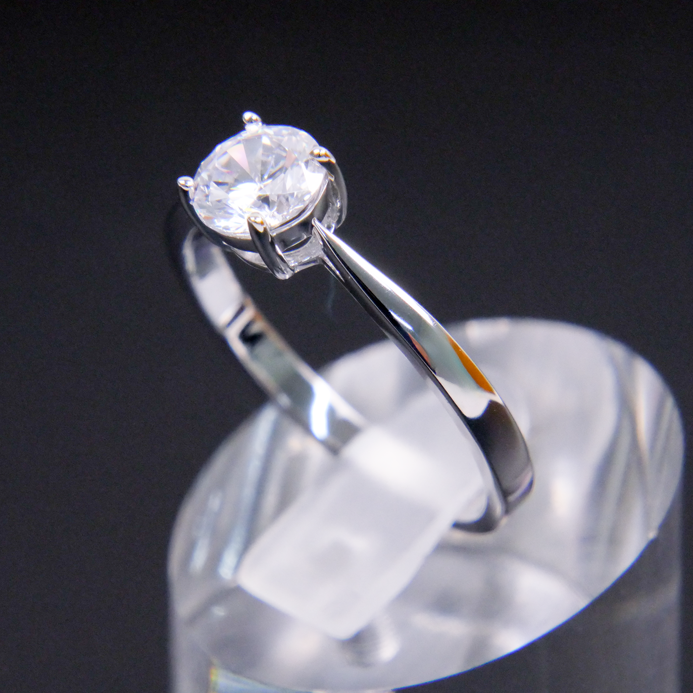 Silver Solitaire Natural Zircon Ring