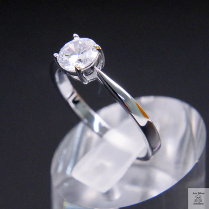 Silver Solitaire Natural Zircon Ring Just Silver Jewellery