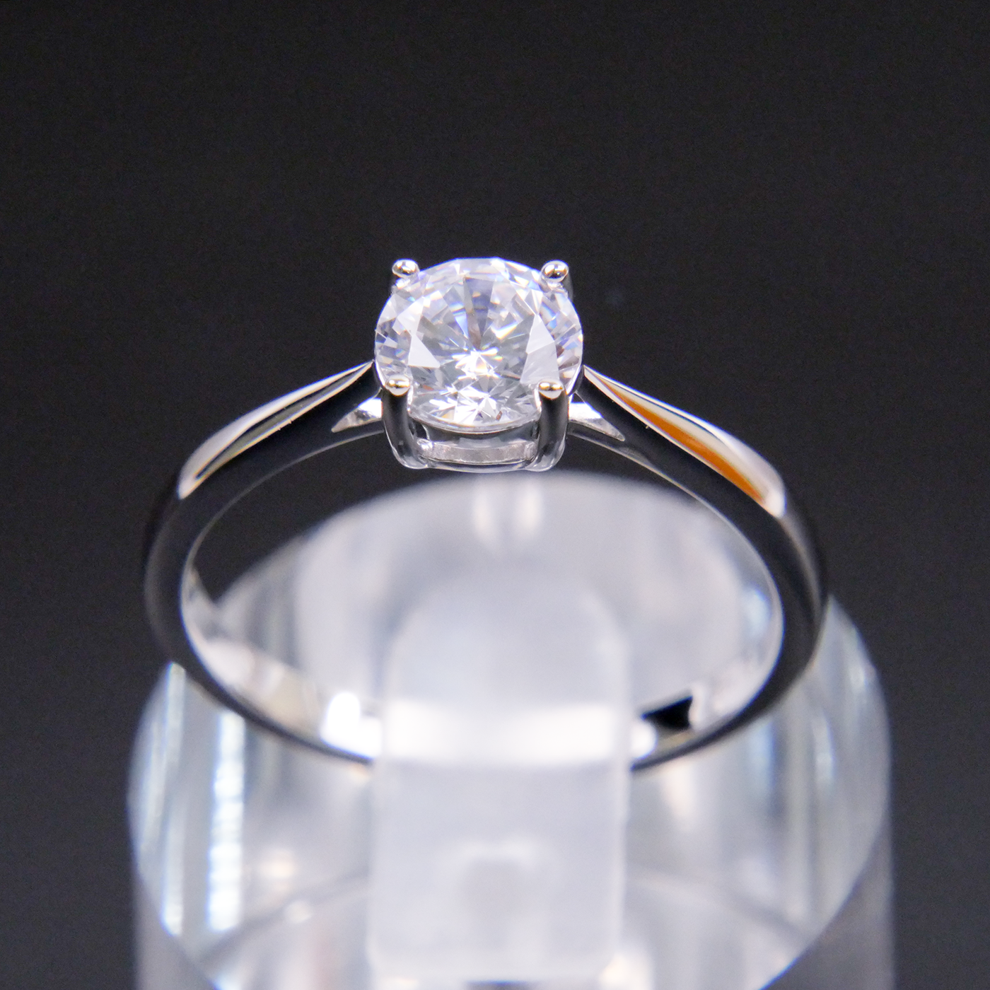Silver Solitaire Natural Zircon Ring