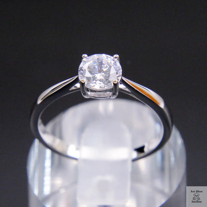 Silver Solitaire Natural Zircon Ring Just Silver Jewellery