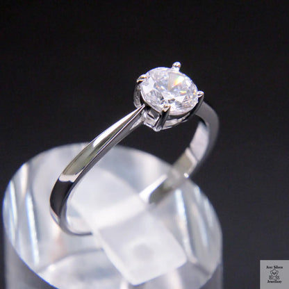 Silver Solitaire Natural Zircon Ring Just Silver Jewellery