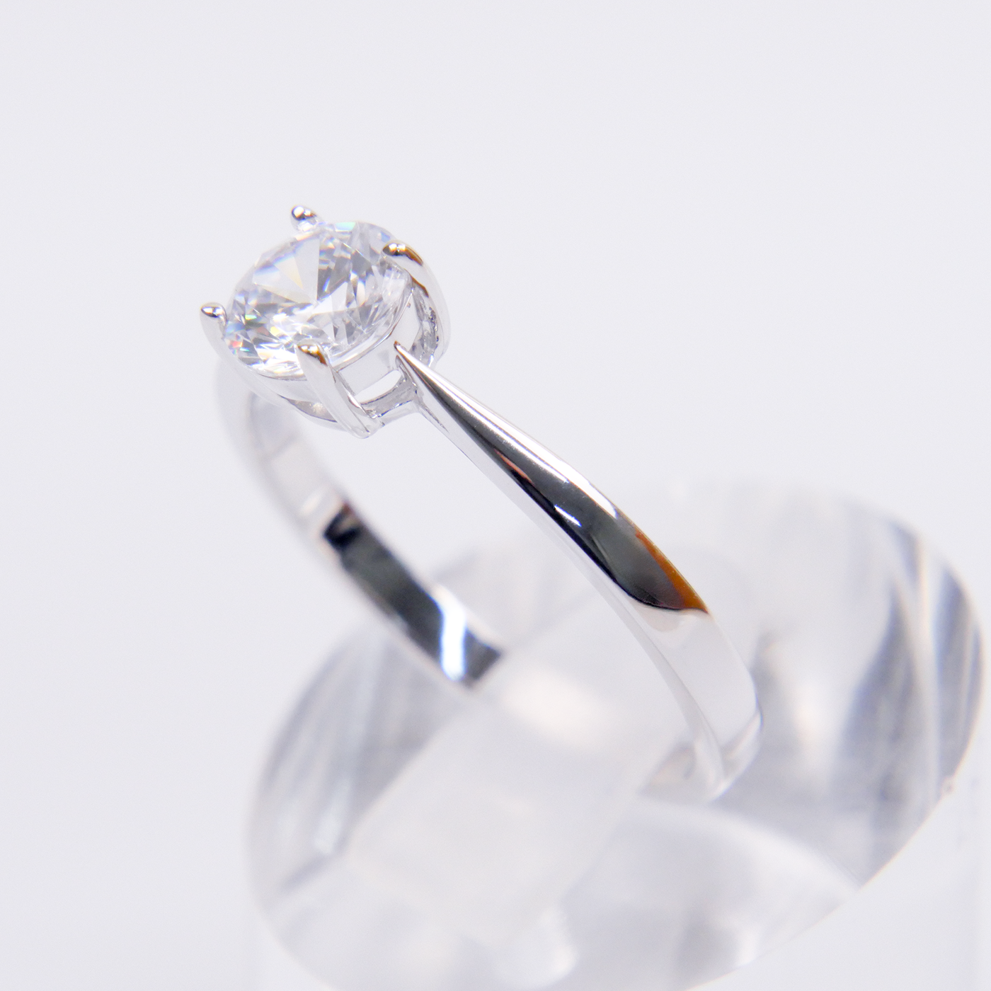 Silver Solitaire Natural Zircon Ring