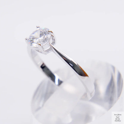 Silver Solitaire Natural Zircon Ring Just Silver Jewellery