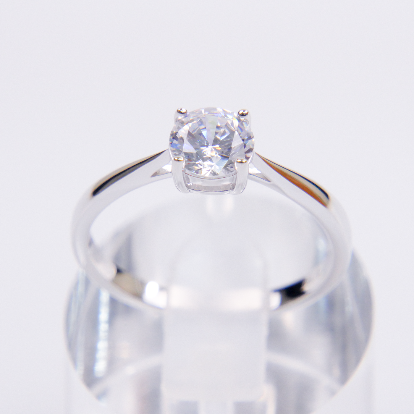 Silver Solitaire Natural Zircon Ring