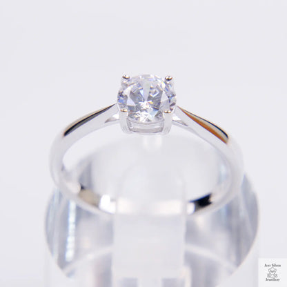 Silver Solitaire Natural Zircon Ring Just Silver Jewellery