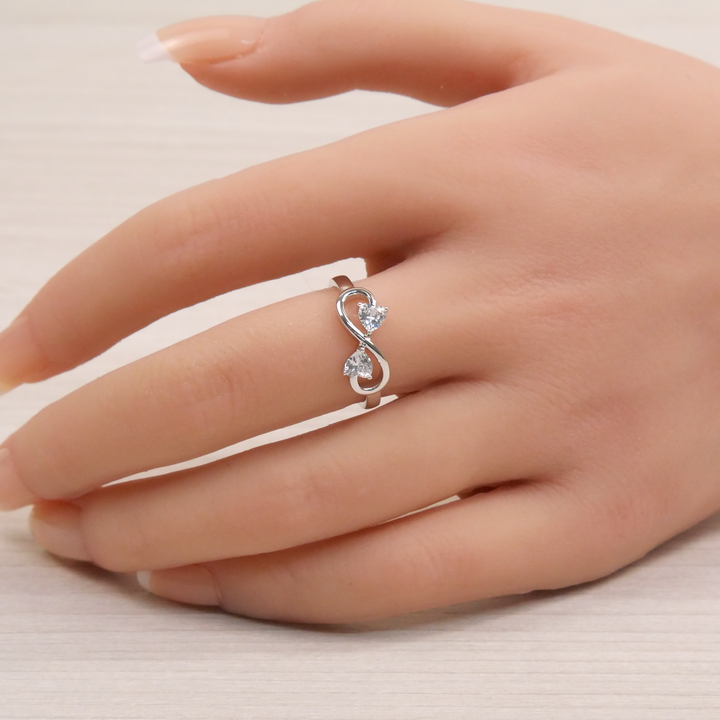 Silver Natural Zircon Infinity Ring