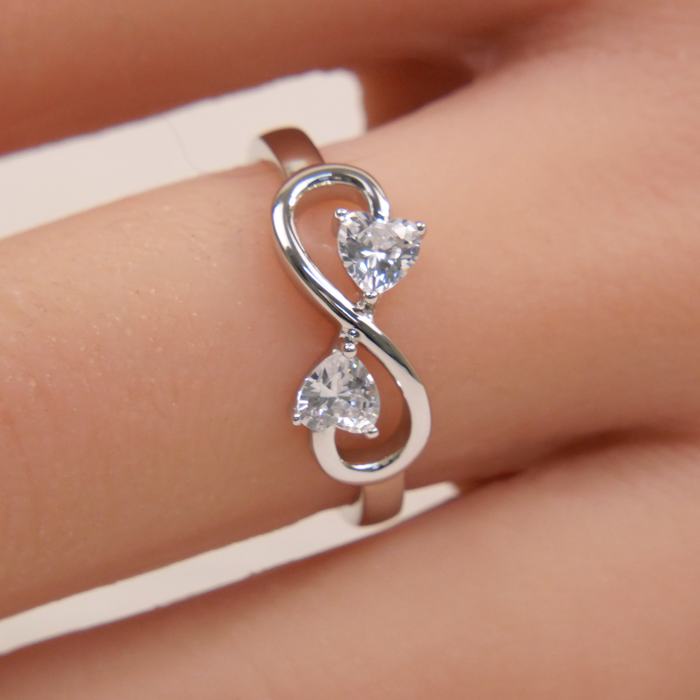 Silver Natural Zircon Infinity Ring