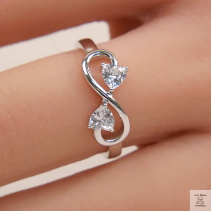 Silver Natural Zircon Infinity Ring Just Silver Jewellery