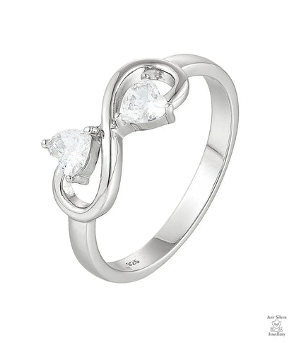 Silver Natural Zircon Infinity Ring Just Silver Jewellery