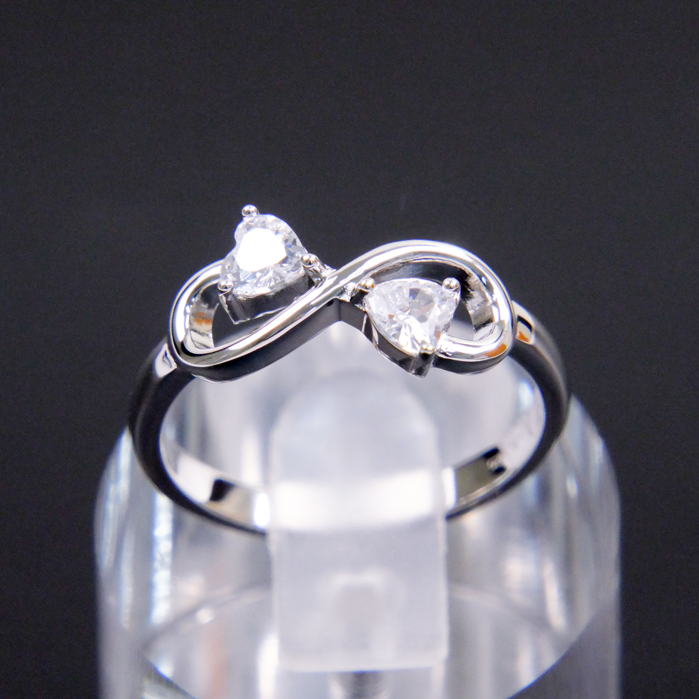 Silver Natural Zircon Infinity Ring