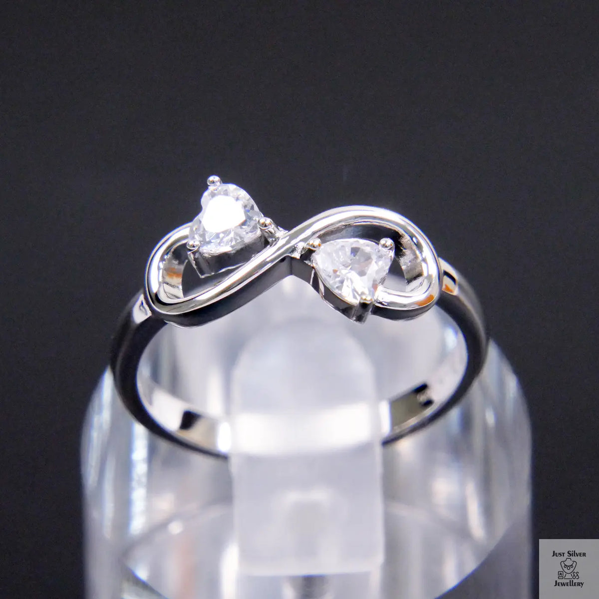 Silver Natural Zircon Infinity Ring Just Silver Jewellery