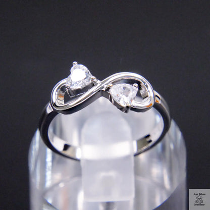 Silver Natural Zircon Infinity Ring Just Silver Jewellery