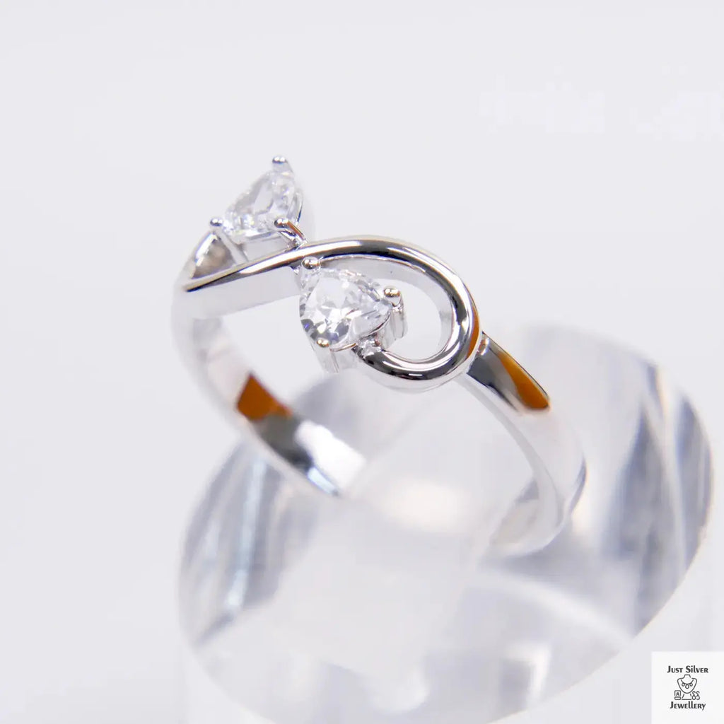 Silver Natural Zircon Infinity Ring Just Silver Jewellery