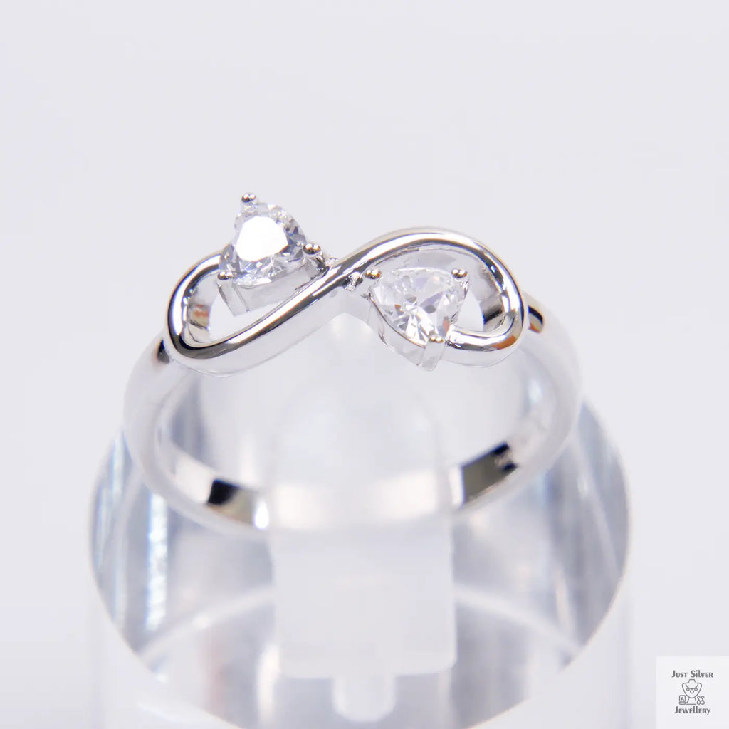 Silver Natural Zircon Infinity Ring Just Silver Jewellery