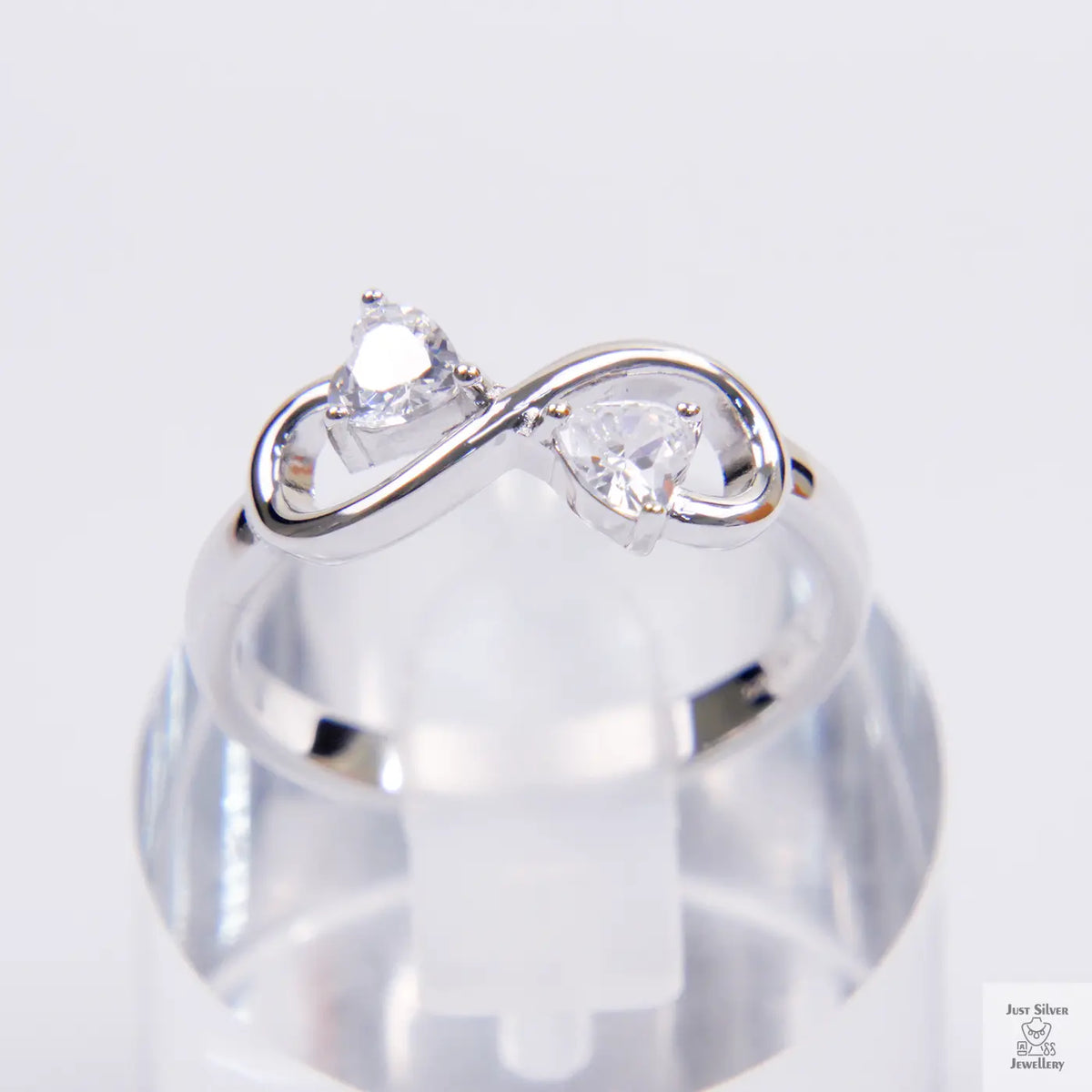 Silver Natural Zircon Infinity Ring Just Silver Jewellery