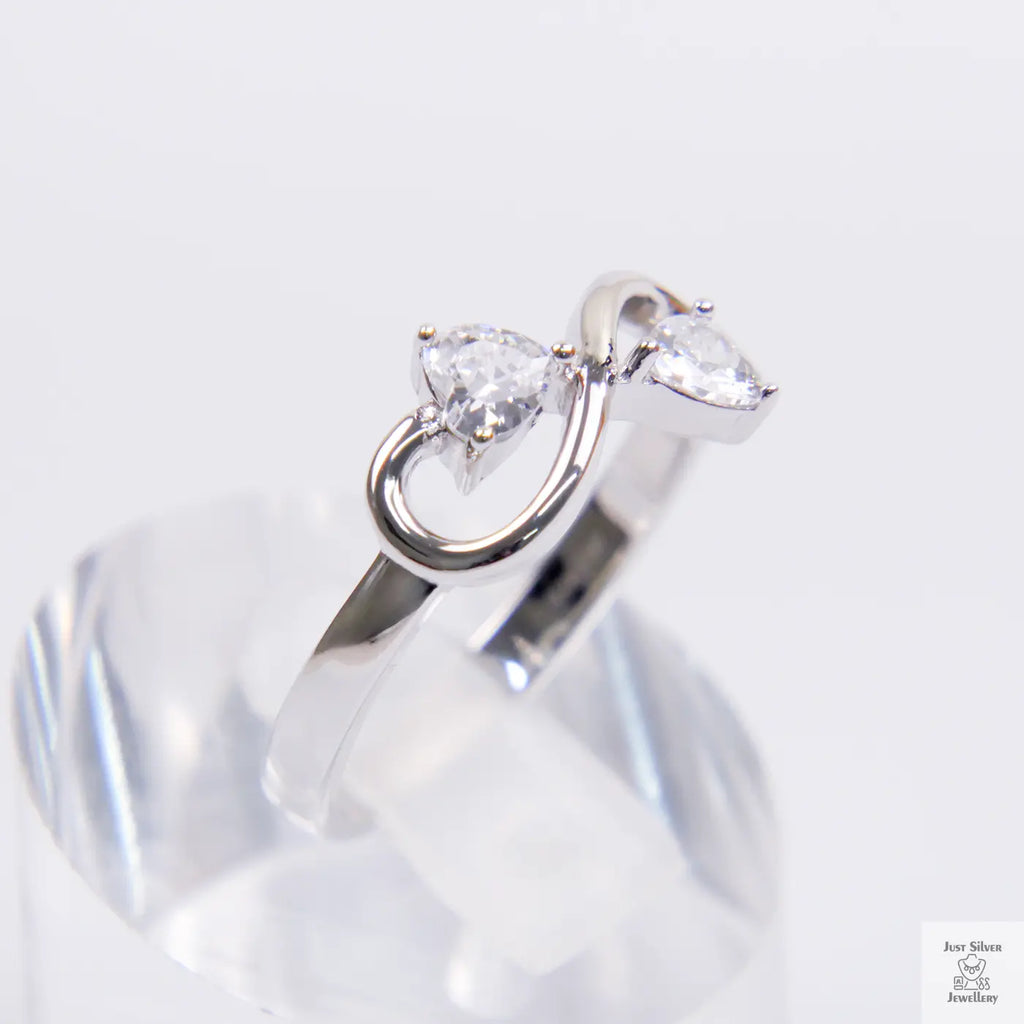 Silver Natural Zircon Infinity Ring Just Silver Jewellery