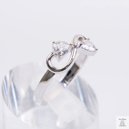 Silver Natural Zircon Infinity Ring Just Silver Jewellery