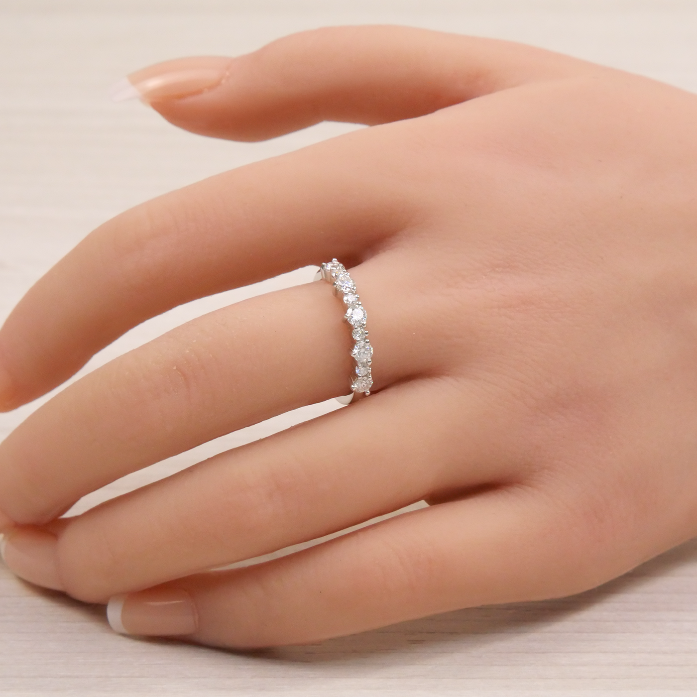 Silver 9 Stone Mossanite Eternity Ring