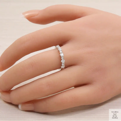 Silver 9 Stone Mossanite Eternity Ring Just Silver Jewellery