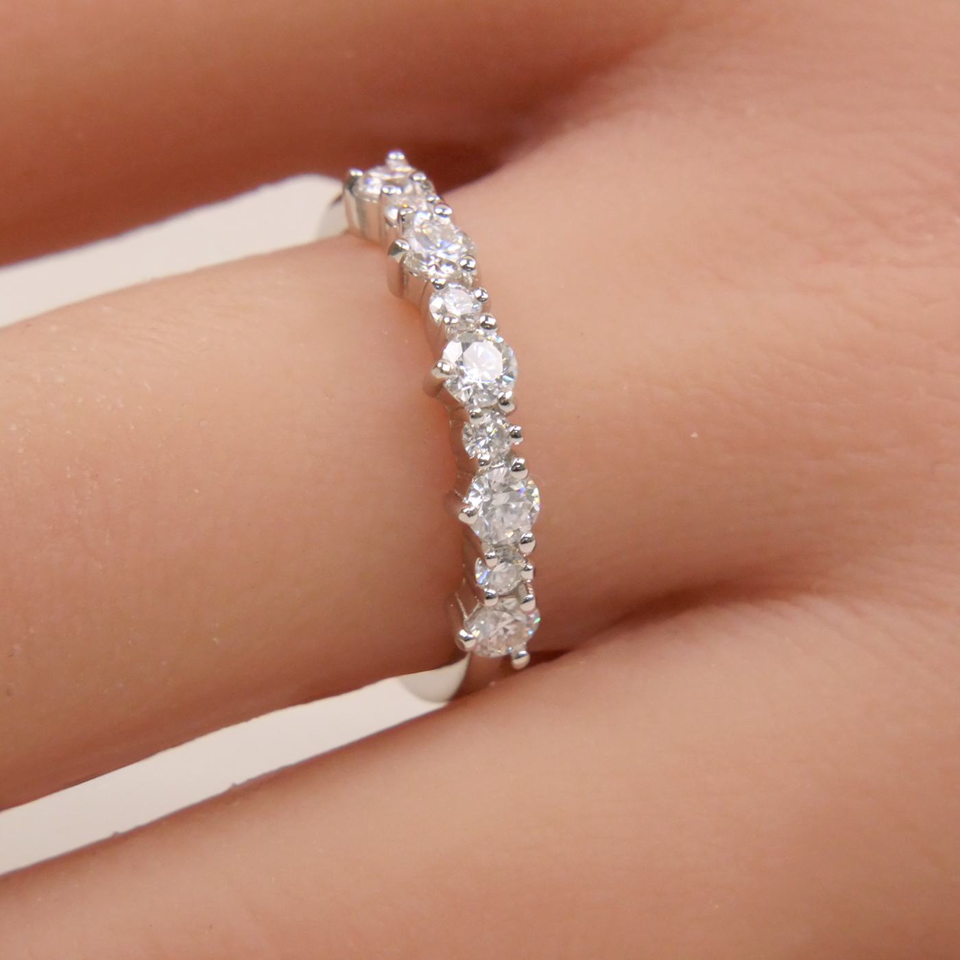 Silver 9 Stone Mossanite Eternity Ring