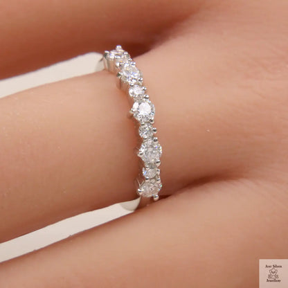 Silver 9 Stone Mossanite Eternity Ring Just Silver Jewellery