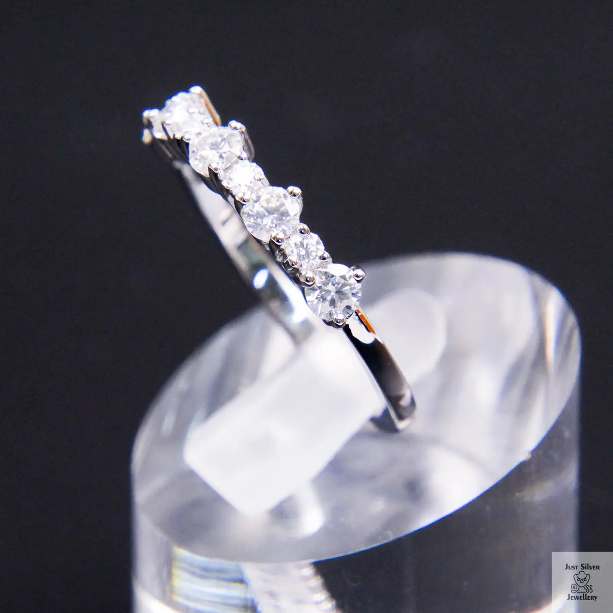 Silver 9 Stone Mossanite Eternity Ring Just Silver Jewellery