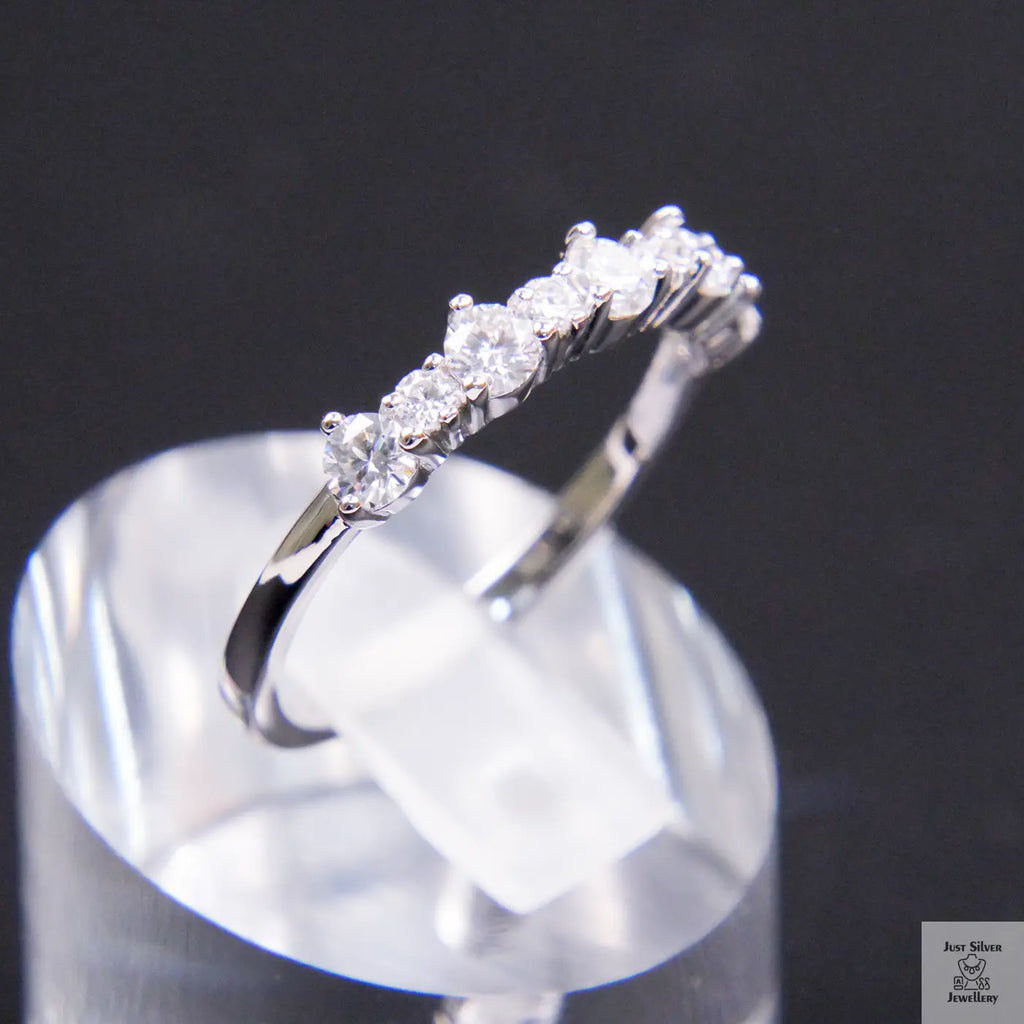 Silver 9 Stone Mossanite Eternity Ring Just Silver Jewellery