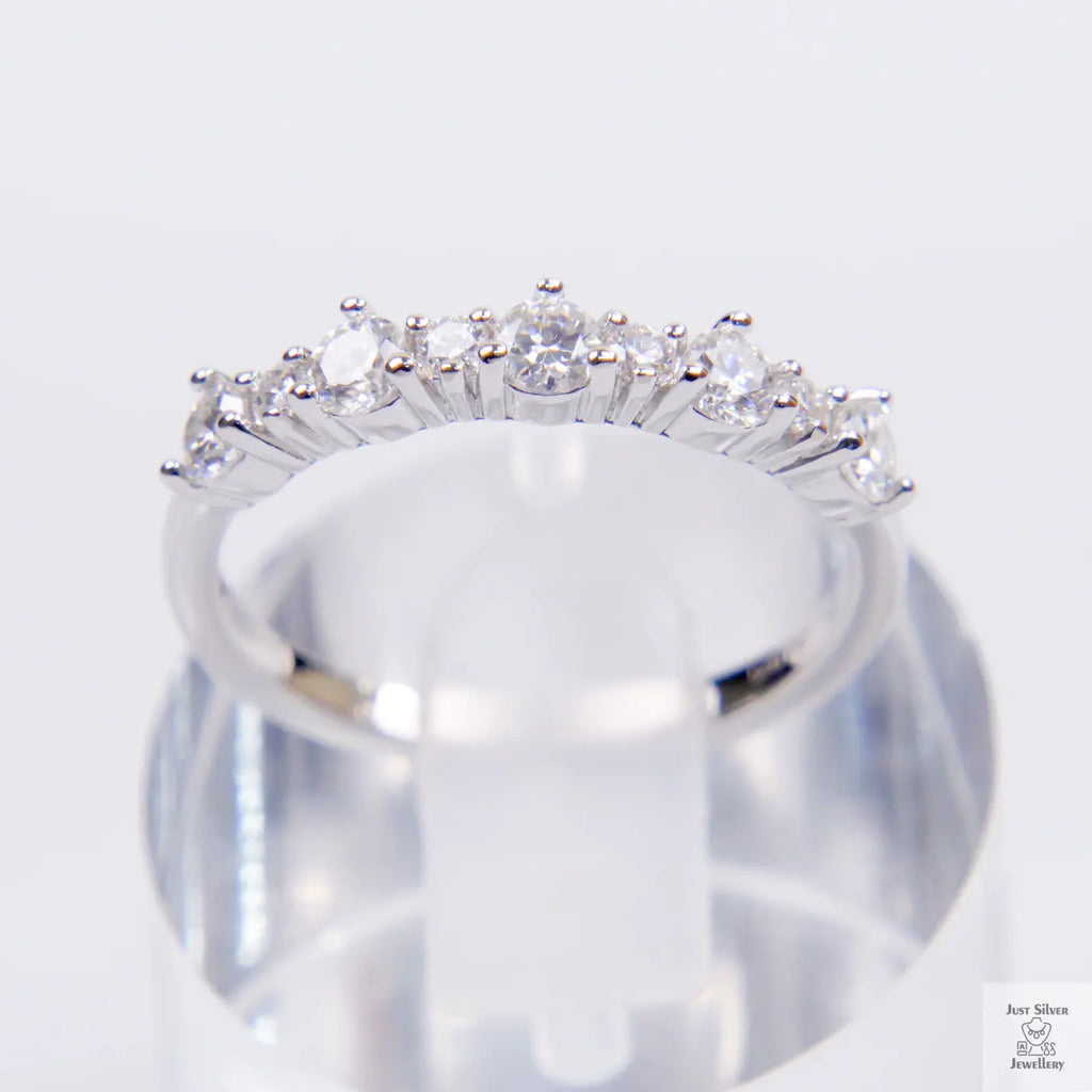 Silver 9 Stone Mossanite Eternity Ring Just Silver Jewellery