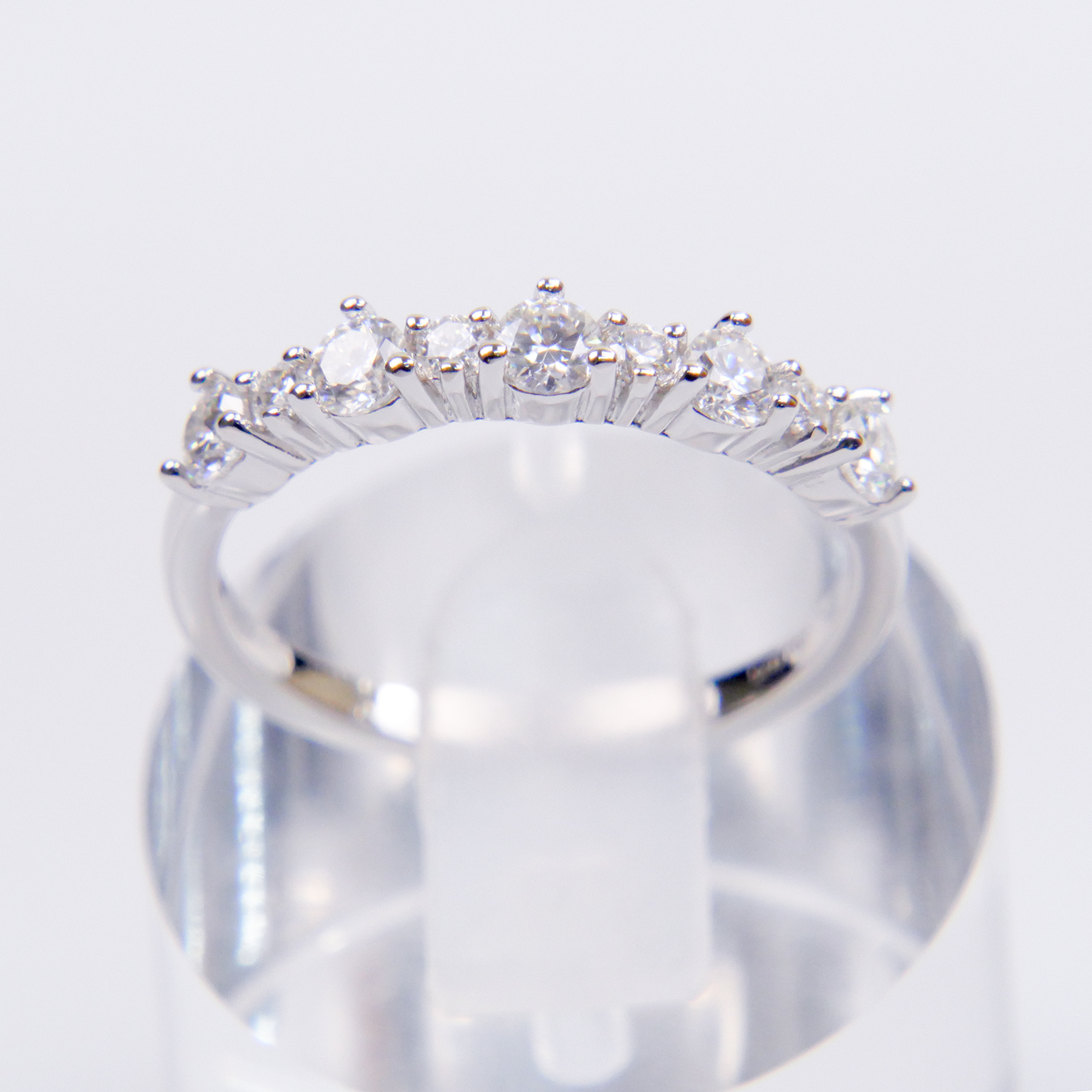 Silver 9 Stone Mossanite Eternity Ring