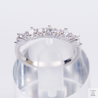 Silver 9 Stone Mossanite Eternity Ring Just Silver Jewellery