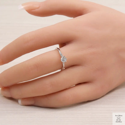 Silver Natural Zircon Solitaire Ring Just Silver Jewellery