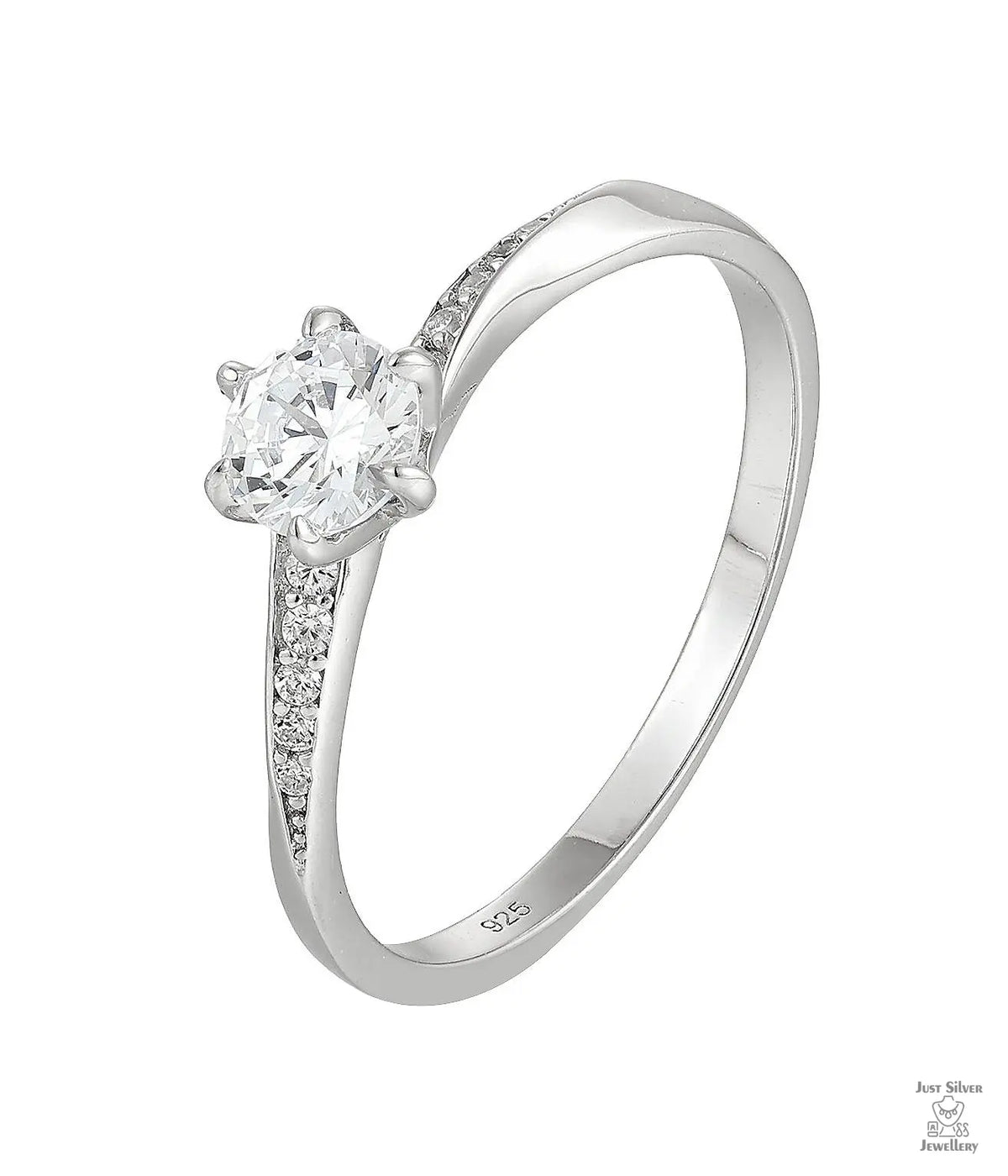 Silver Natural Zircon Solitaire Ring Just Silver Jewellery