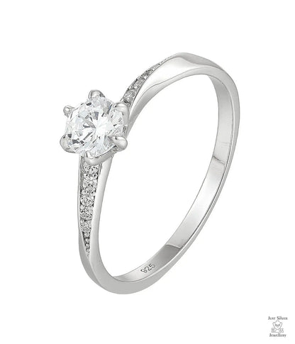 Silver Natural Zircon Solitaire Ring Just Silver Jewellery