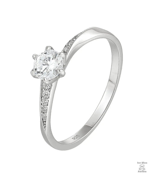 Silver Natural Zircon Solitaire Ring Just Silver Jewellery