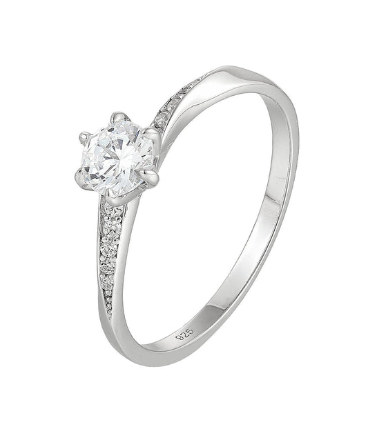 Silver Natural Zircon Solitaire Ring