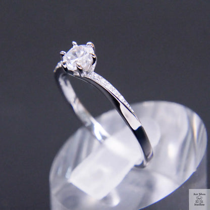 Silver Natural Zircon Solitaire Ring Just Silver Jewellery