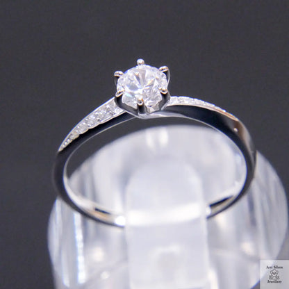 Silver Natural Zircon Solitaire Ring Just Silver Jewellery