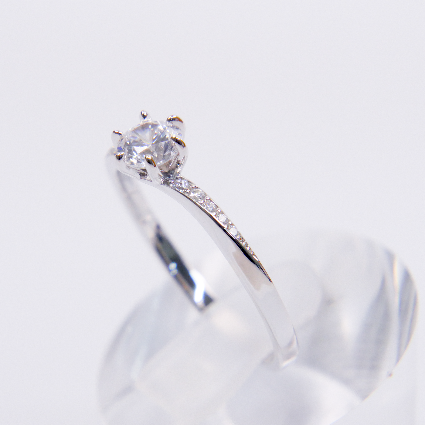 Silver Natural Zircon Solitaire Ring