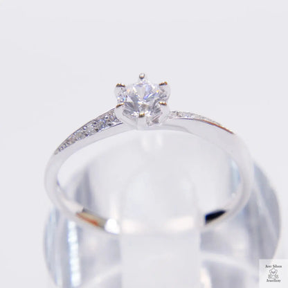 Silver Natural Zircon Solitaire Ring Just Silver Jewellery