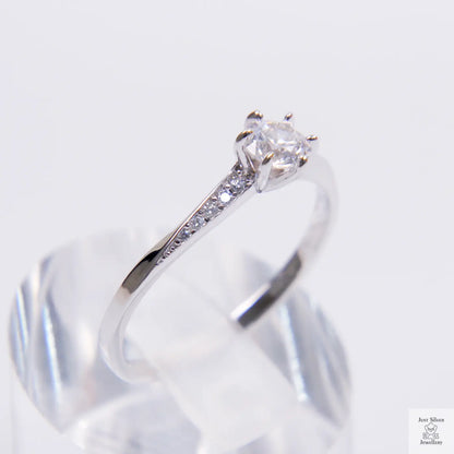 Silver Natural Zircon Solitaire Ring Just Silver Jewellery