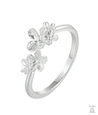 Silver Twin Flower Ring Just Silver Jewellery