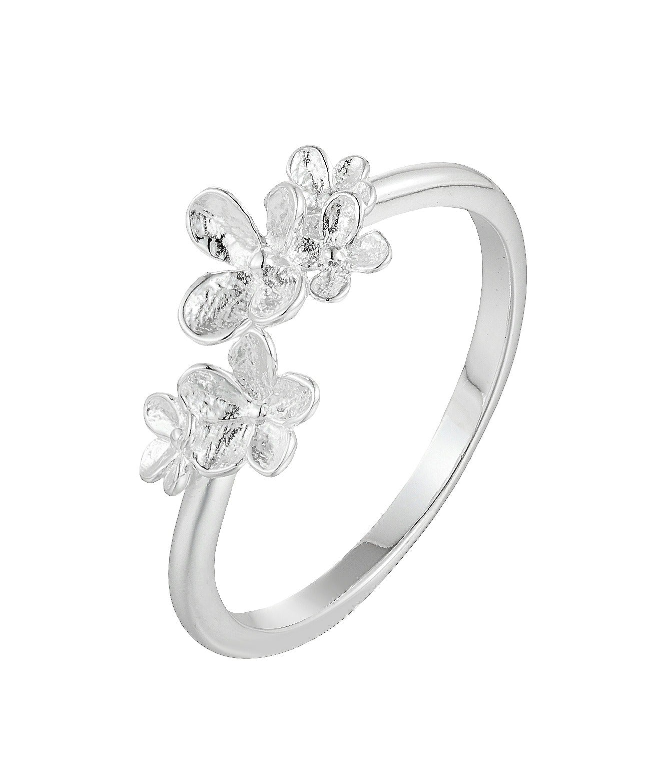 Silver Twin Flower Ring