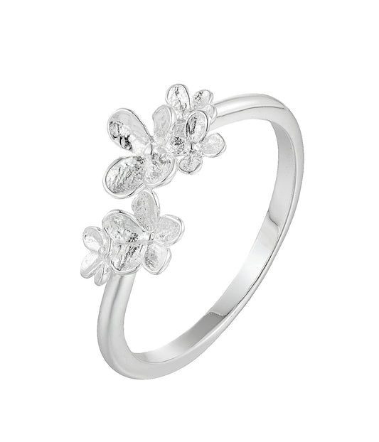 Silver Twin Flower Ring