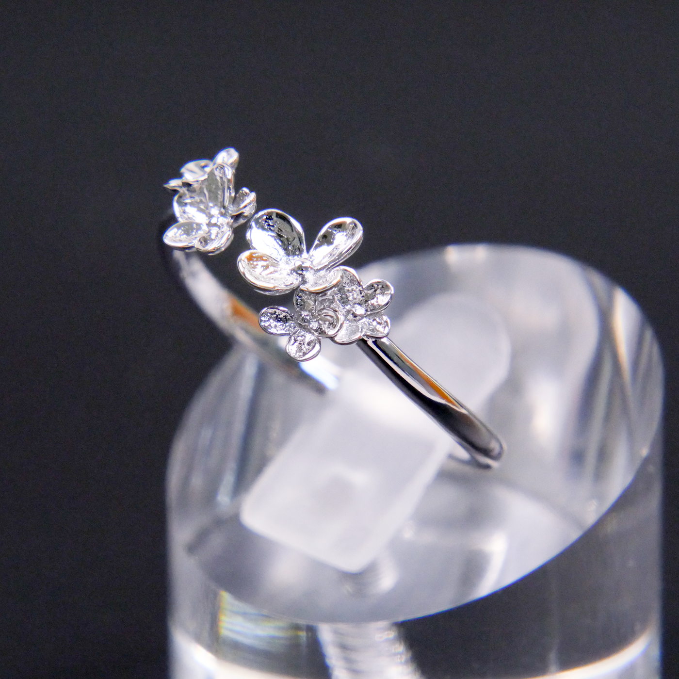 Silver Twin Flower Ring
