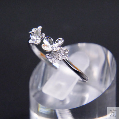Silver Twin Flower Ring Just Silver Jewellery