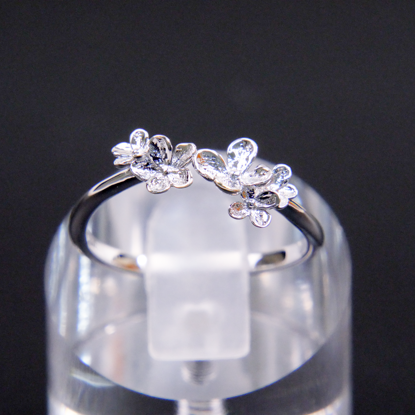 Silver Twin Flower Ring