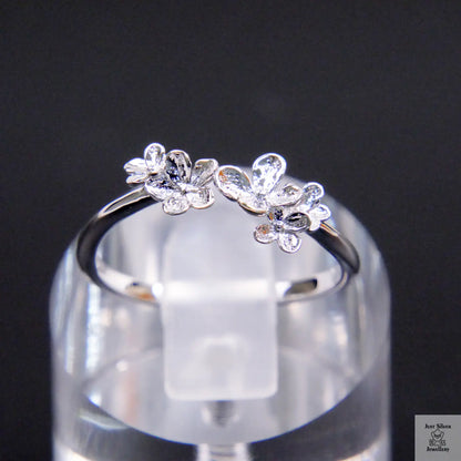 Silver Twin Flower Ring Just Silver Jewellery