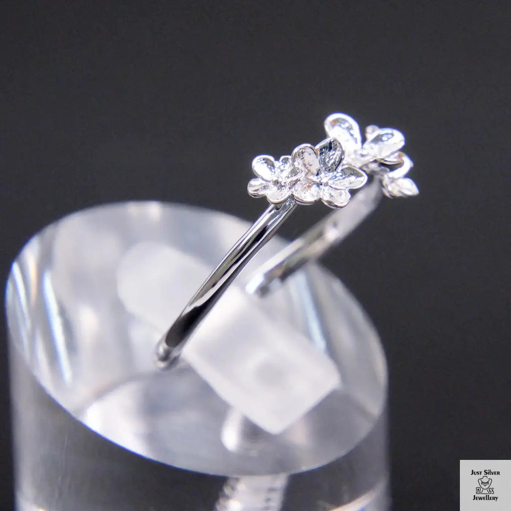 Silver Twin Flower Ring Just Silver Jewellery
