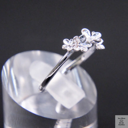Silver Twin Flower Ring Just Silver Jewellery