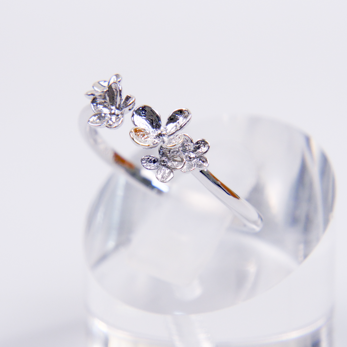 Silver Twin Flower Ring